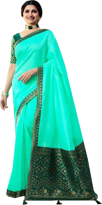 shreekhodalart Self Design Banarasi Pure Silk Saree(Light Green, Dark Green)