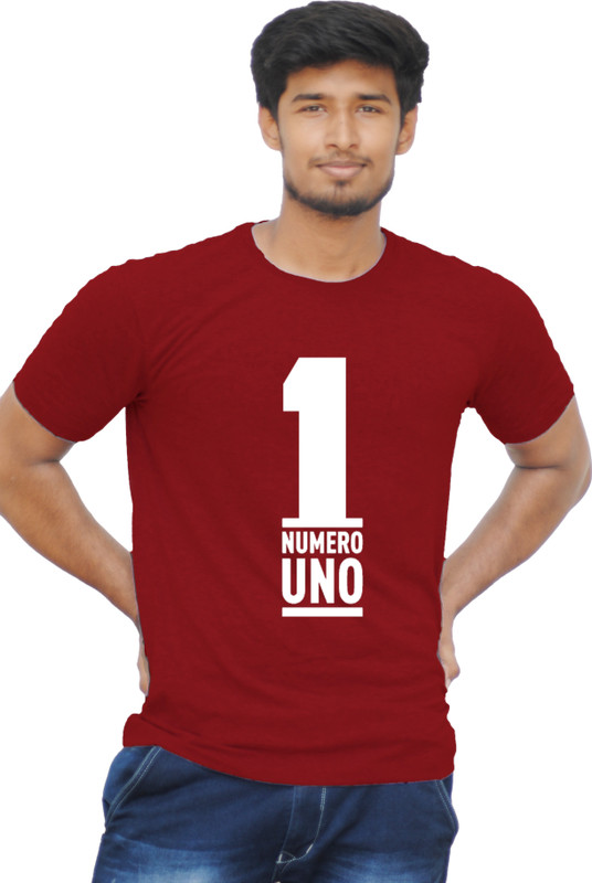 llavea Printed Men & Women Round Neck Maroon T-Shirt