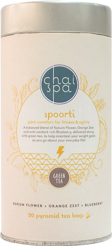 chaispa SPOORTI - Weight Management | Exotic Herbs Flavour Herbs Green Tea Bags Tin(20 Bags)