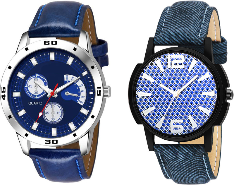 naklang Sett Of Two Smoky Leather KK~832 Boys And Men Analog Watch  - For Men & Women