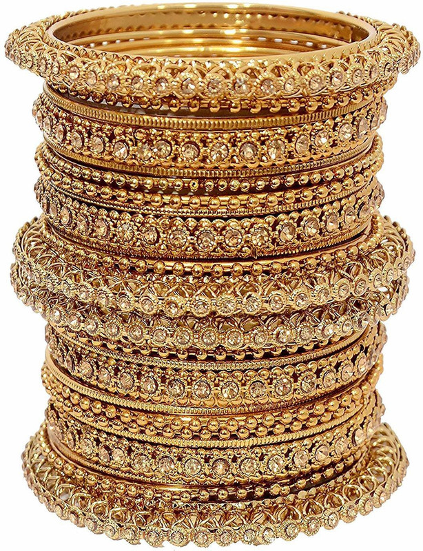 toy town Brass Diamond Gold-plated Bangle Set(Pack of 2)