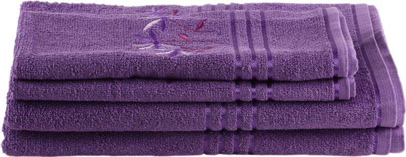 vghome Cotton 450 GSM Bath, Hand, Hair Towel Set(Pack of 4, Purple)