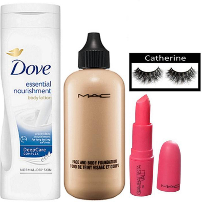 catherine eyelashes, face and body foundation, giambattista lipstick(4 Items in the set)