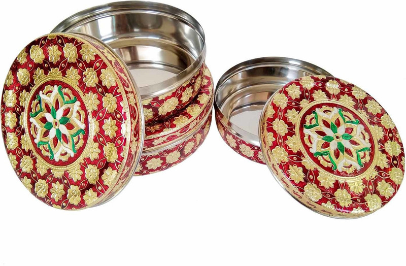 lavender craft LC-SS-MATRESS-3CONTAIN-G.M.  - 750 ml, 1000 ml, 1250 ml Steel Grocery Container(Pack of 3, Gold)