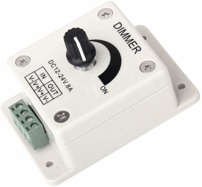 NARANG 12V-24V 8A LED Light Dimmer Brightness Adjustable Control Controller 8 A Rotary Dimmer(White)