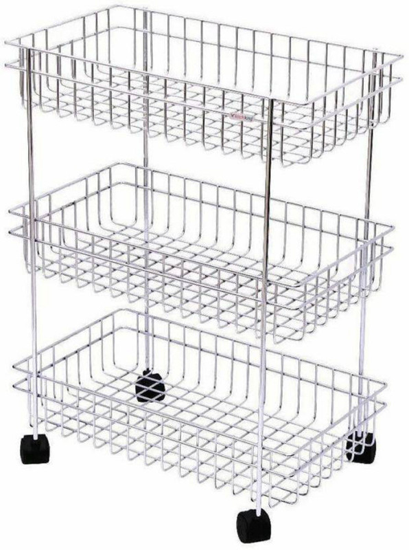 shopmart 3 layer vegetable rack Stainless Steel Kitchen Rack(Steel)