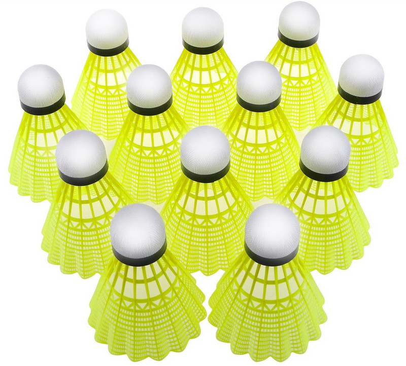 TIMA 12-Pack Nylon Shuttlecocks Indoor Outdoor Sports Nylon Shuttle  - Yellow(Medium, 77, Pack of 12)