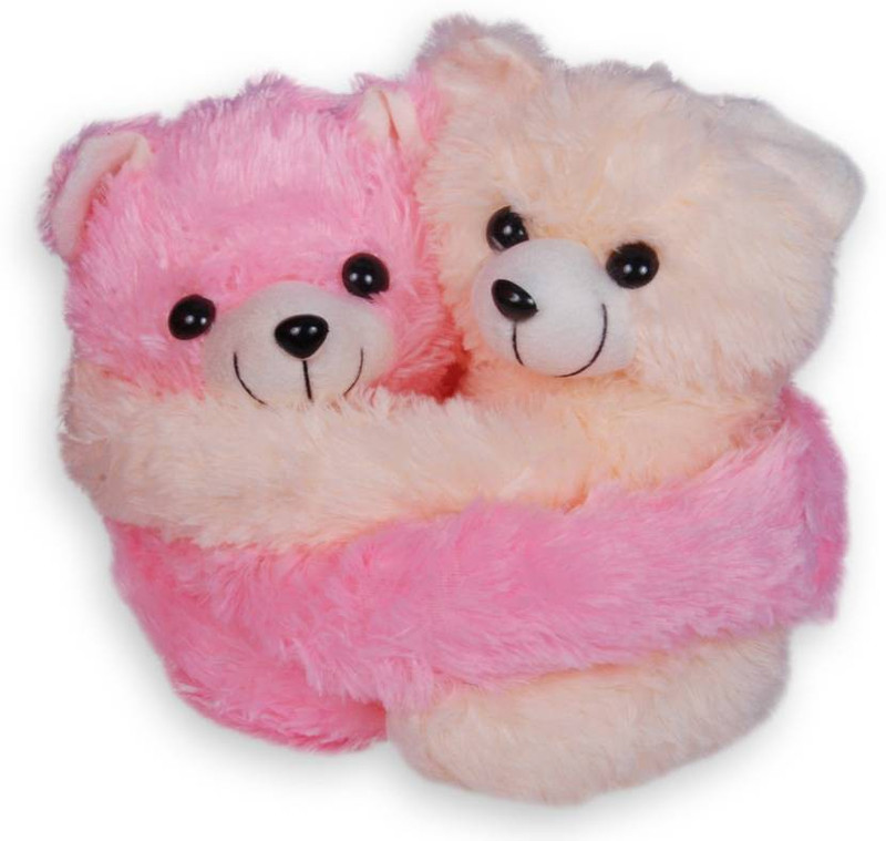 regallo Cute Teddy Bear Couple pink And beige  - 14 cm(Pink, Beige)