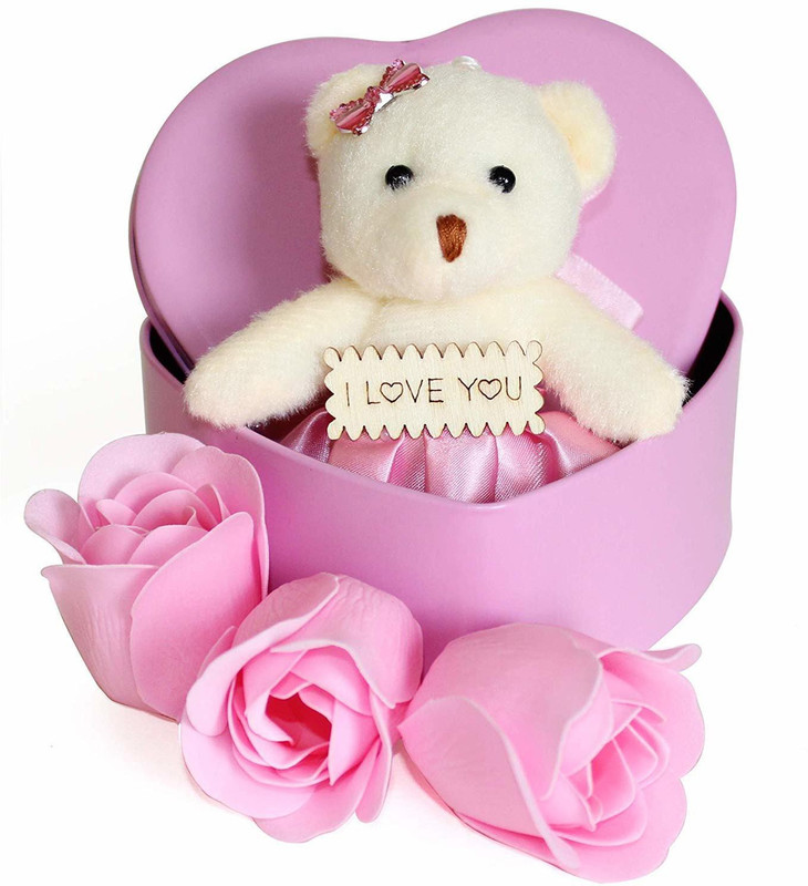 black paper Soft Toy, Artificial Flower Gift Set