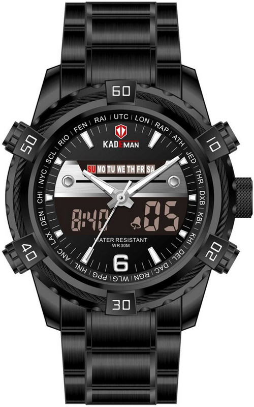 kademan Business Casual Black Trendy Unique Partywear Chronograph Analog-Digital Analog-Digital Watch  - For Men