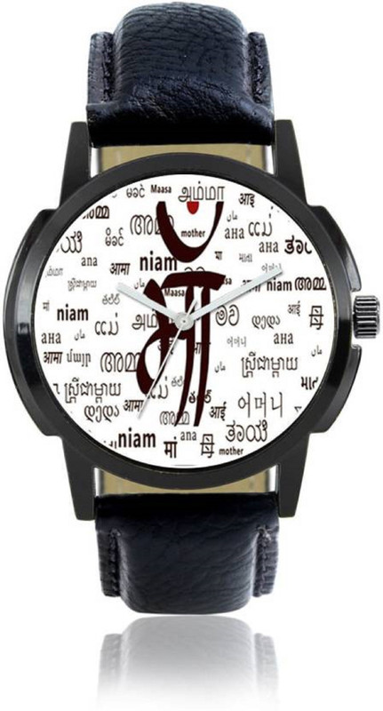 sasy NEW LOOK BRANDED WHITE BROWN MAA DIAL SLIM BLACK LEATHER STYLISH STRAP PARENTS WORD PATTEN WATCH Analog Watch  - For Men