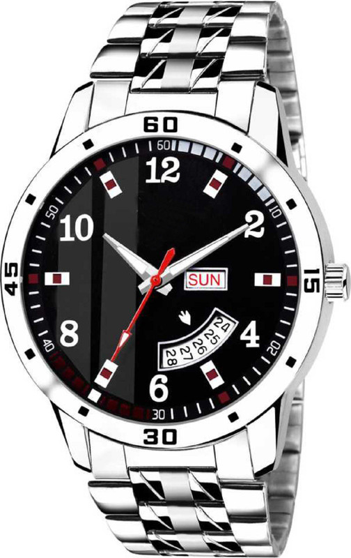 snk fashion hub SILVER_STEEL_FOGG BLK Analog Watch  - For Men & Women