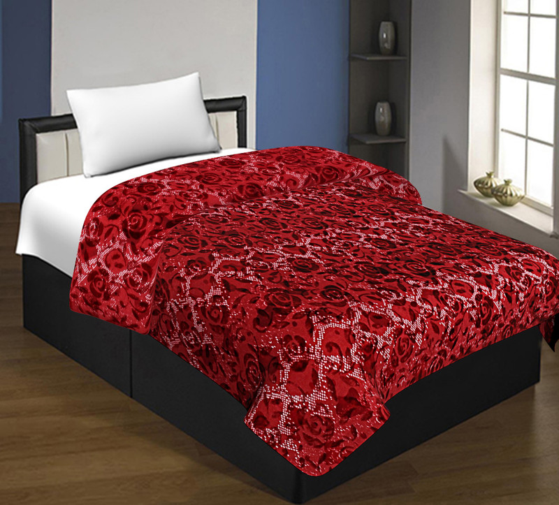 Spangle Self Design, 3D Printed Single Woollen Blanket(Microfiber, Maroon)