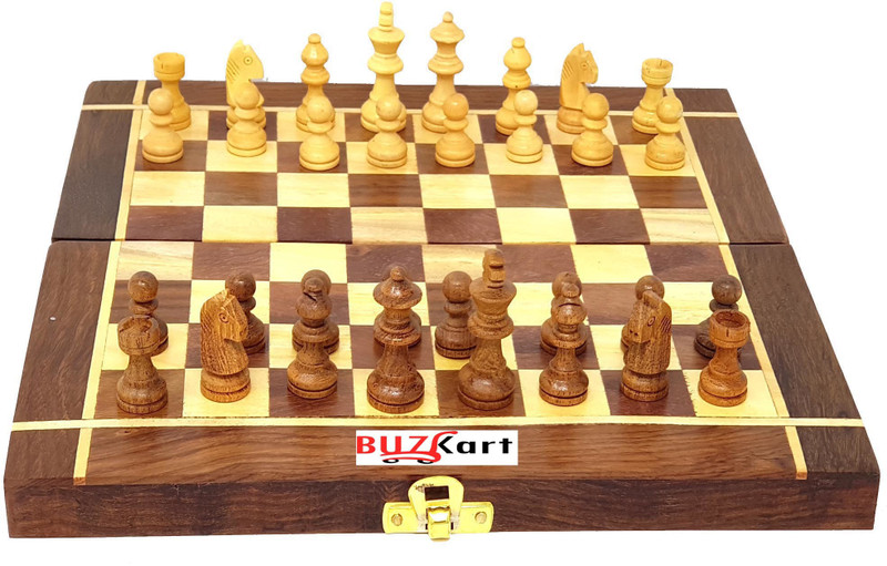 BuzyKart Wooden Chess Handmade Small Chess Pieces 10 Inches Strategy & War Board Game