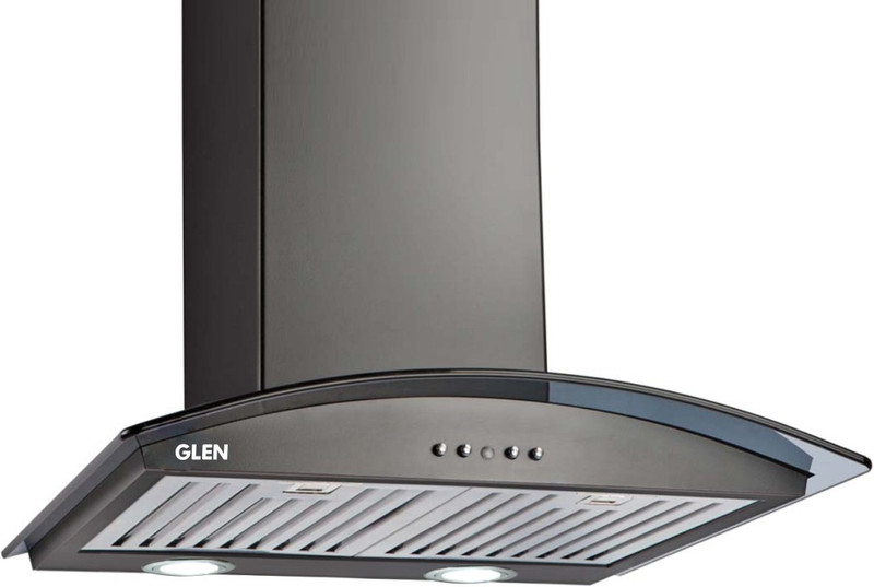 GLEN GL 6071 Black Wall Mounted Chimney(Black 1000 suction)
