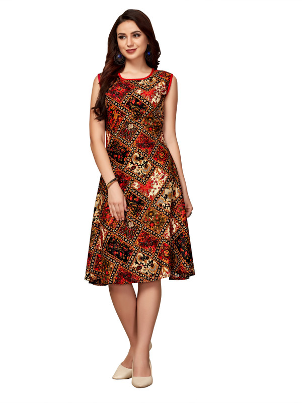 j b collection Women Fit and Flare Multicolor Dress