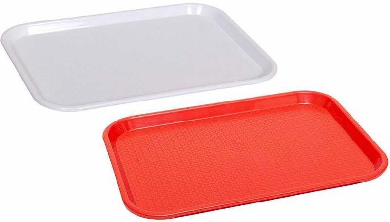 swift international Rectangular Plastic Serving Tray Red & White Tray(2 Units)