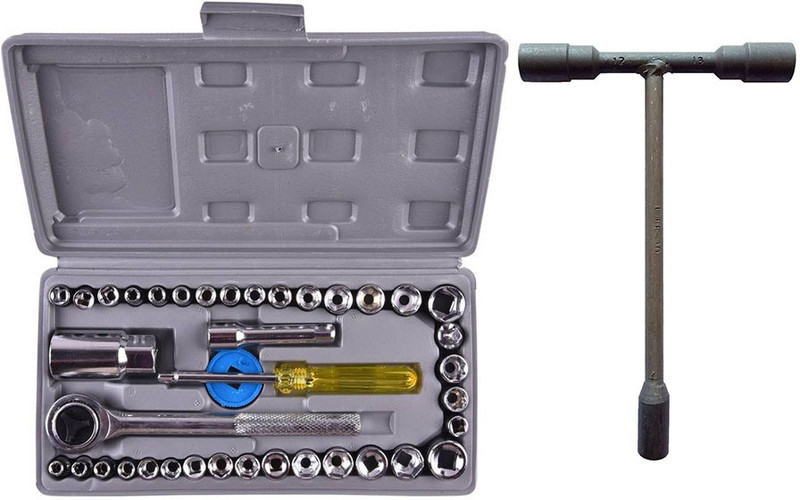 burhani tools 40 pcs socket set and 12-13-10 t spanner heavy duty pack of 2 Power & Hand Tool Kit(2 Tools)
