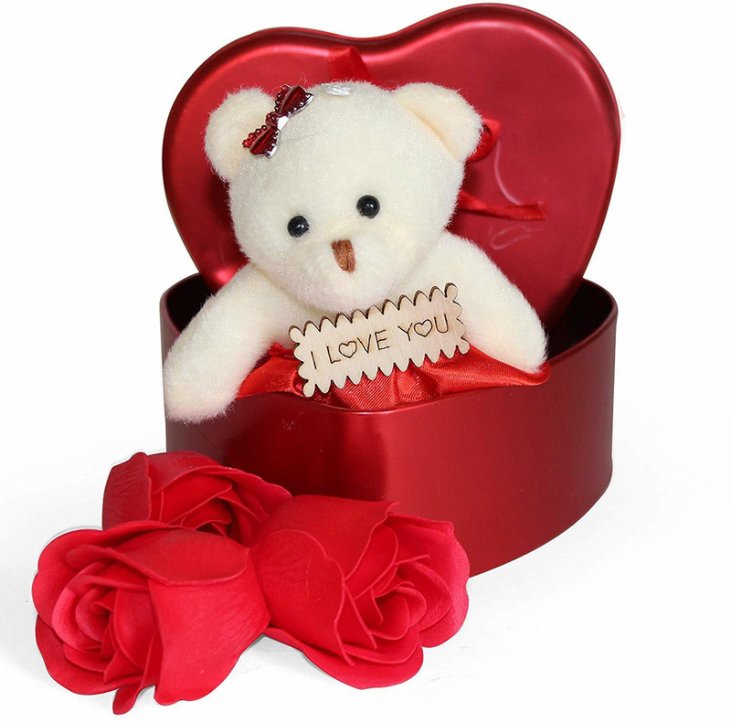 black paper Soft Toy, Artificial Flower Gift Set