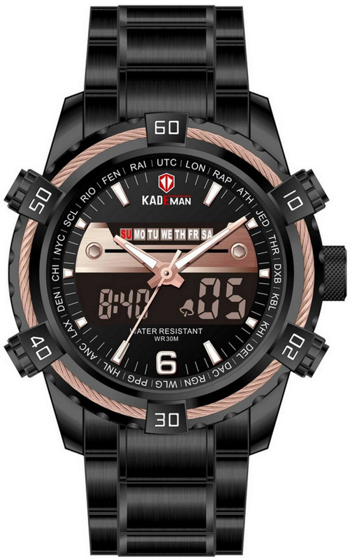 kademan Business Casual Black Trendy Unique Partywear Chronograph Analog-Digital Analog-Digital Watch  - For Men