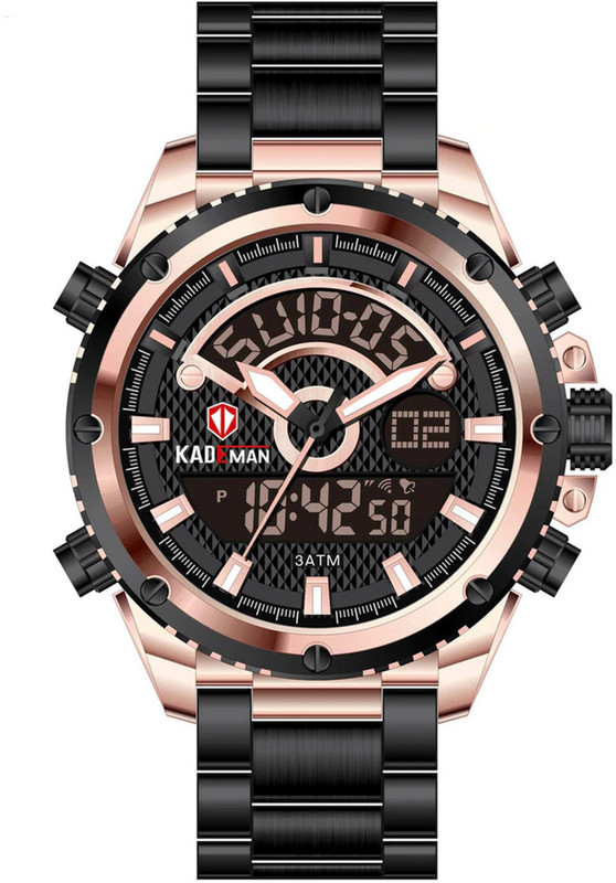 kademan Business Casual Black Trendy Unique Stylish Chronograph Analog Digital Analog-Digital Watch  - For Men