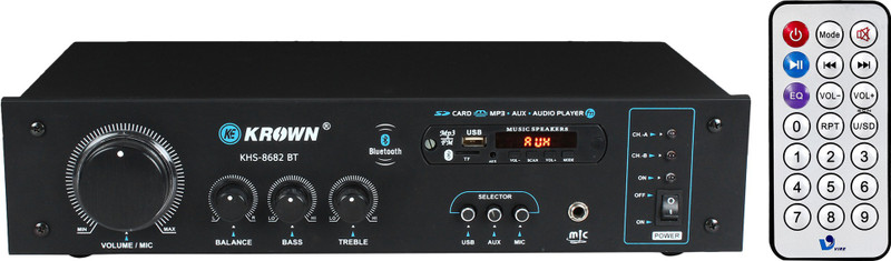 KE Krown KHS-8682BT Full Copper 3055 Transistor Stereo Amplifier with Mic Input 100 W AV Power Amplifier(Black)