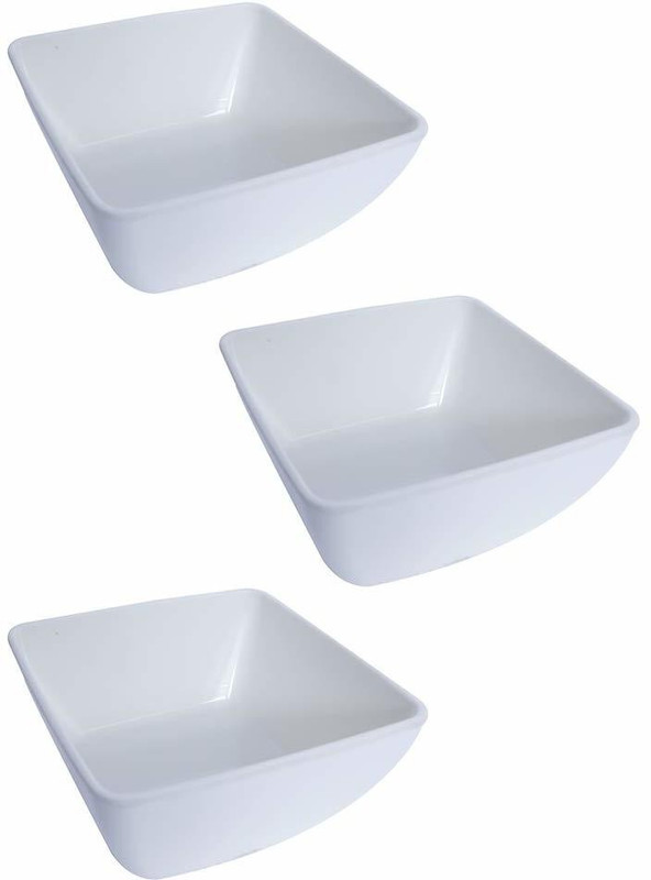 swift international Melamine Square Serving Bowl - 8" Melamine Bowl(White, Pack of 3)