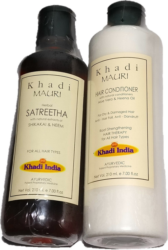 khadi mauri Herbal Satreetha organic shampoo 210ml Combo with Aloe vera hair conditioner 210ml(2 Items in the set)