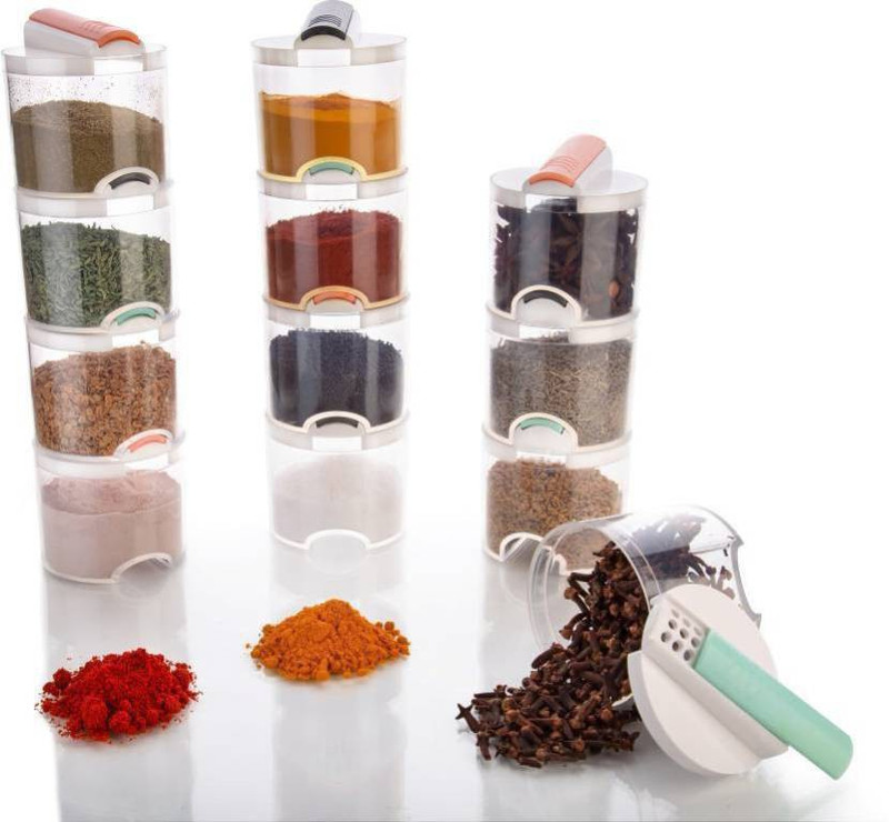 skyheart Exclusive Flip Container Set - 350 ml Plastic Grocery Container, Fridge  - 350 ml Plastic Pickle Container & Salt Pepper Container, Tea Coffee & Sugar Container, Utility Box(Pack of 12, Multicolor)