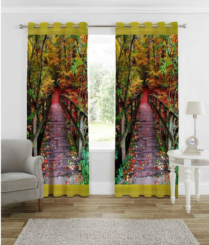 indinacraft 274 cm (9 ft) Polyester Long Door Curtain Single Curtain(Printed, Multicolor)