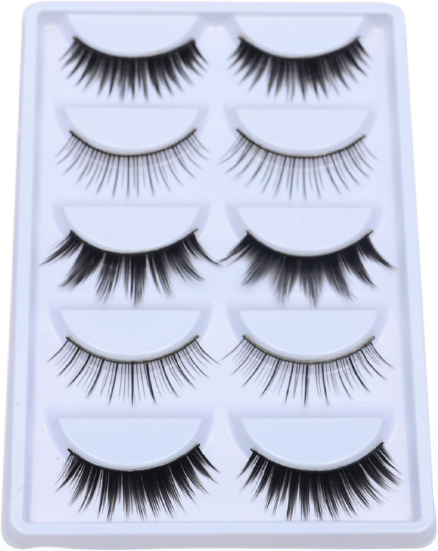 beautica Mix Long Polyester Fashion Eyelashes Thick Eye Lashes(Pack of 5)