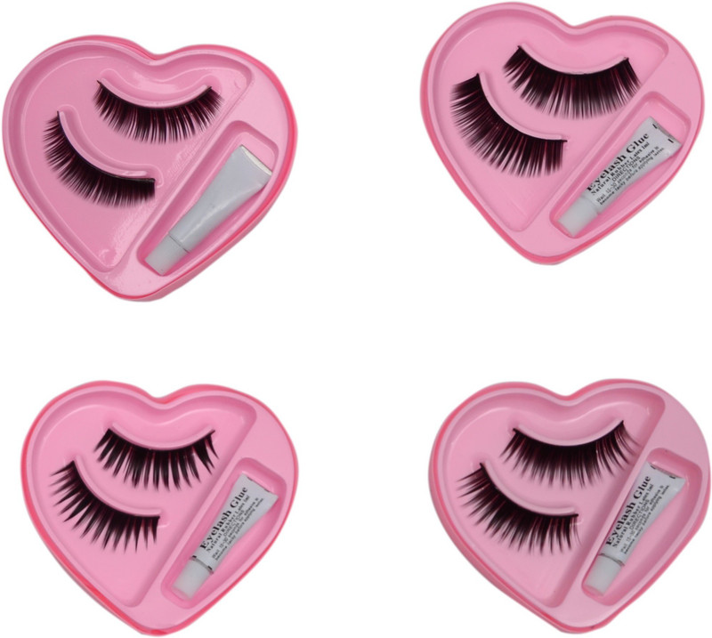 beautica Super Polyester Fashion Eyelashes Thick Eye Lashes with Glue Stick(Pack of 3)