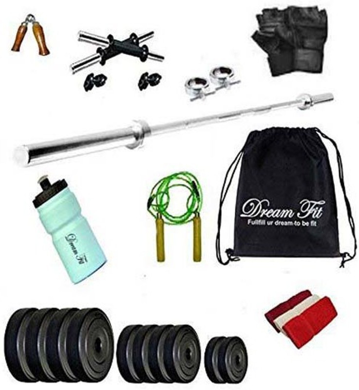 dreamfit 20 Kg Home Gym With 3Ft Straight Rod , Gym Backpack And Accessories Home Gym Combo(20 - 40 kg)