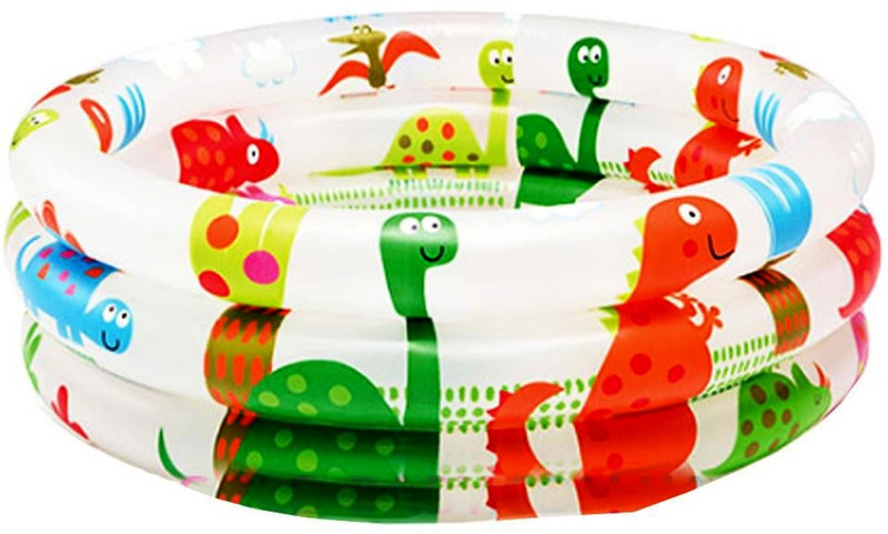 VW Intex VW Inflatable Dinosaur 3 Ring Baby Pool, 24" x 8.5"(61cmx22cm) Inflated Inflatable Swimming Pool(Multicolor)