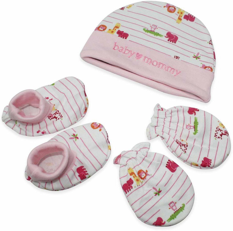 ankima Girls Party(Festive) Cap Cap, Bootie, Mitten(Pink)