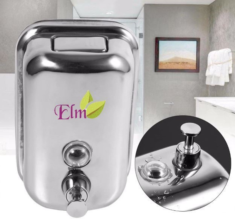 elm Stainless Steel 500 ML Wall Mound Liquid 500 ml Soap Dispenser(Silver)