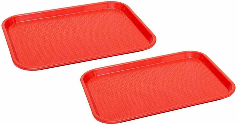 swift international Rectangular Plastic Serving Tray | Combo of 2 red Tray(2 Units)
