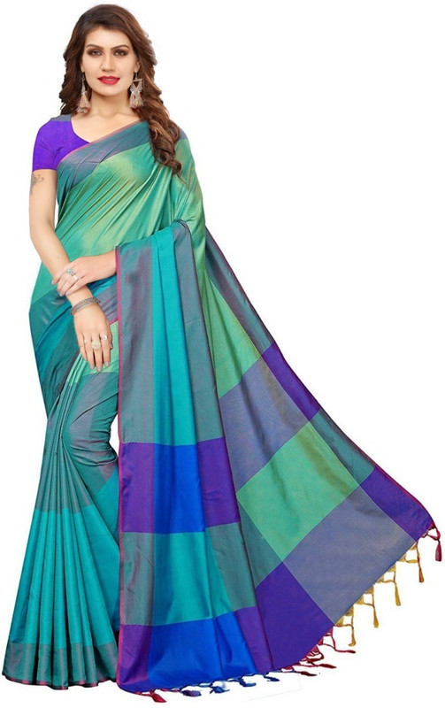 vinayak trendz Solid Fashion Art Silk, Cotton Silk Saree(Light Blue)