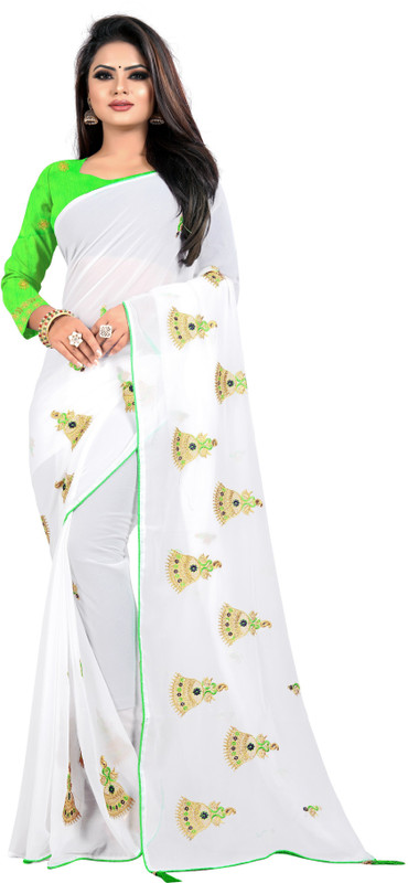 pd fashion Embroidered Daily Wear Georgette Saree(Multicolor)
