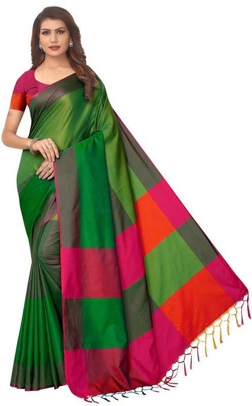 vinayak trendz Printed Mysore Art Silk, Cotton Silk Saree(Green)