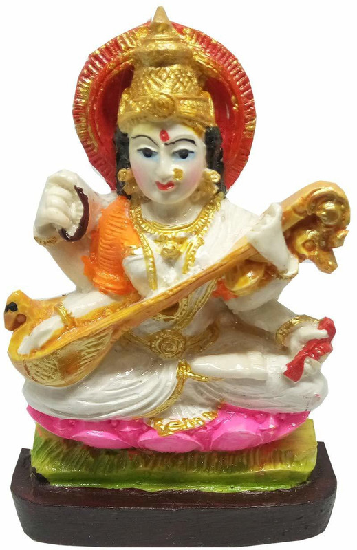 salvusappsolutions Goddess Maa Saraswati Statue Showpiece Figurine Idol Decorative Showpiece  -  11 cm(Polyresin)