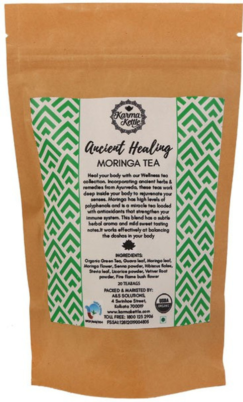 karma kettle Ancient Healing Wellness Collection-Moringa Tea, 20 teabags Hibiscus Herbal Tea Pouch(40 g)