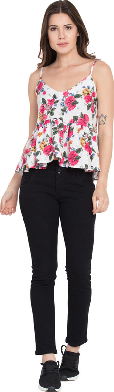 vogue tantra Casual Shoulder Strap Floral Print Women Multicolor Top