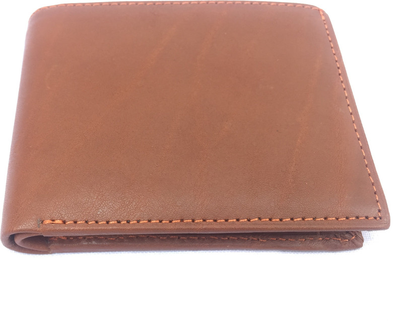 feline Men Tan Genuine Leather Wallet(5 Card Slots)