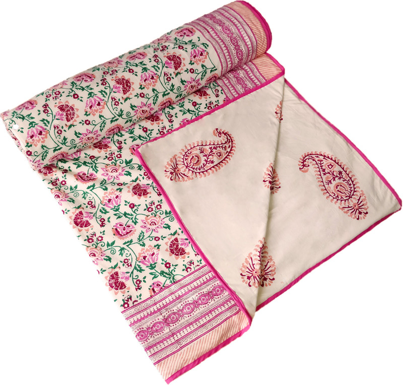blockofind Paisley Single Dohar(Cotton, Pink, ORNAGE)