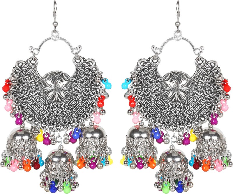 Frolics India Designer Multicolored Stones Multiple Jhumki Style Hanging Alloy Drops &...