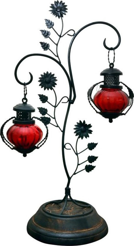 wood city handicrafts Red, Black Wooden Table Lantern(28 cm X 20 cm, Pack of 1)