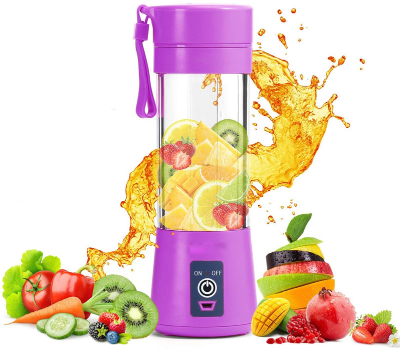 Triangle Ant USB Portable Juicer Cup Blender, Mini Juice Mixer Ã¢ÂÂ¢ 380ml USB Rechargeable Blender 500 Juicer Mixer Grinder(PURPAL, 1 Jar)