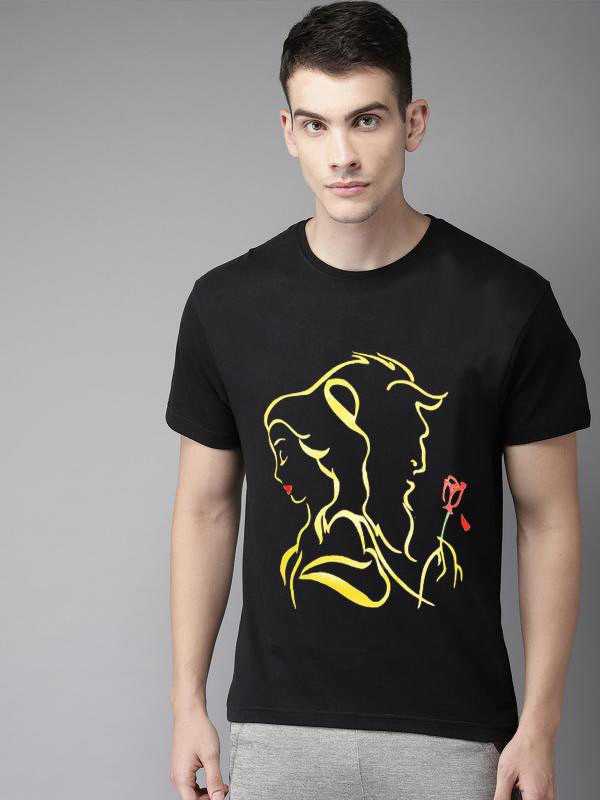rhythem Printed Men Round Neck Black T-Shirt