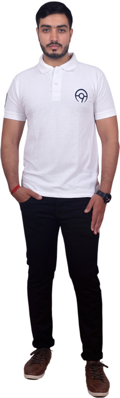 aolopy 9 Solid Men Polo Neck White T-Shirt